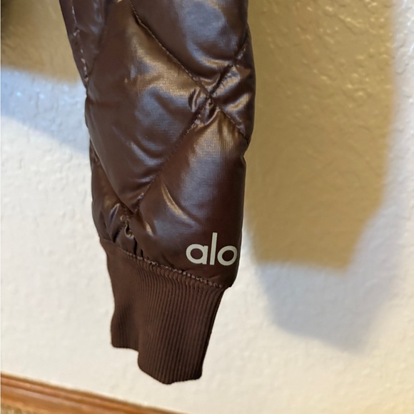 ALO Yoga Chocolate Quilted Bomber Jacket - Picture 2 of 3